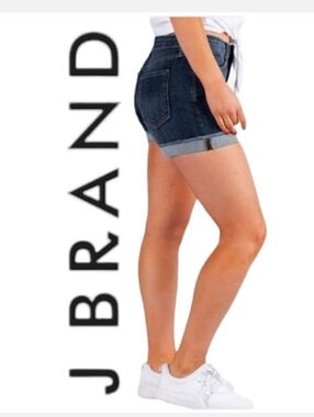 J Brand Cuffed 5 Pocket Frayed Blue Denim Shorts Sz 24